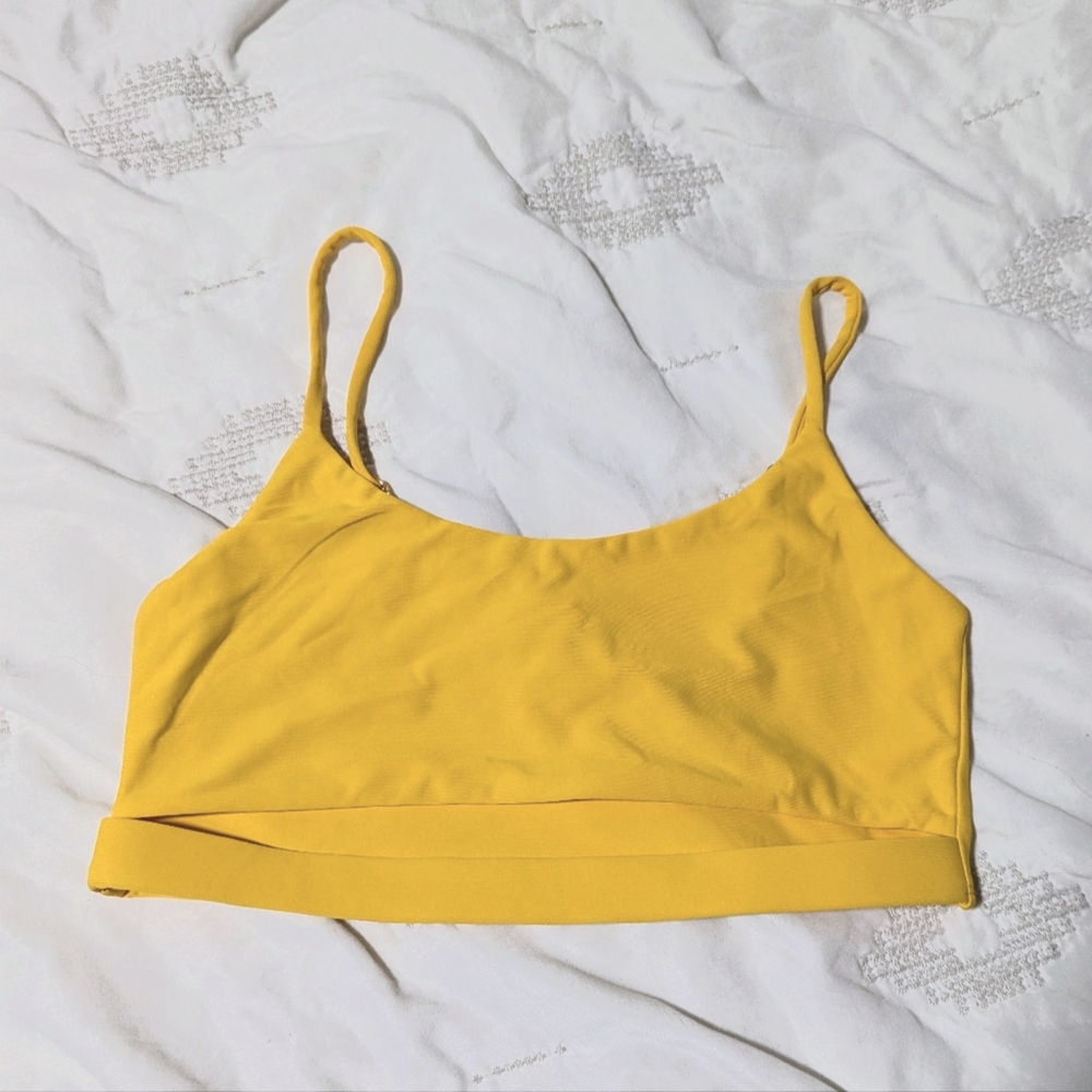 Kittenish Yellow Cut Out bikini top Sz M